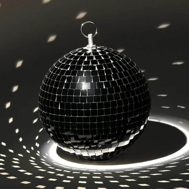 Alt view image 6 of 7 - Yescom Black 7" Disco Ball Set Mirror Ball Hanging 4 Pack for Wedding Party DJ Club Black-Tie Gothic Modern Industrial Glam Techno Halloween Party