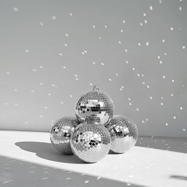 Alt view image 4 of 7 - Yescom Silver 7" Disco Ball Set Hanging for 70s 80s Wedding Nightclub Party 4 Pack Mirror Balls Bachelorette Groovy Photo Booth Retro Glam Nightclub DJ Stage