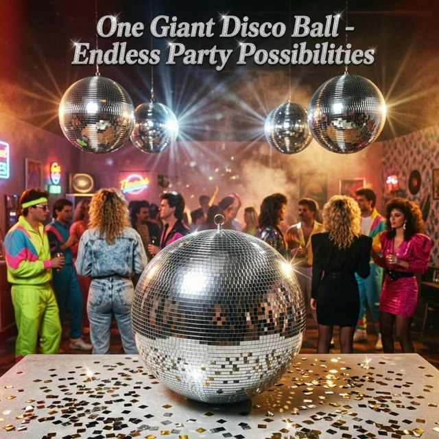 Alt view image 3 of 7 - Yescom 20 Inch Silver Large Disco Mirror Ball Big Hanging for 70s 80s Party Wedding Bachelorette Groovy Photo Booth Retro Glam Nightclub DJ Stage