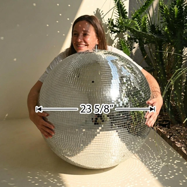 Alt view image 2 of 7 - Yescom 24 Inch Silver Large Disco Mirror Ball Big Hanging for 70s 80s Party Wedding Bachelorette Groovy Photo Booth Retro Glam Party Nightclub DJ Stage Decorations