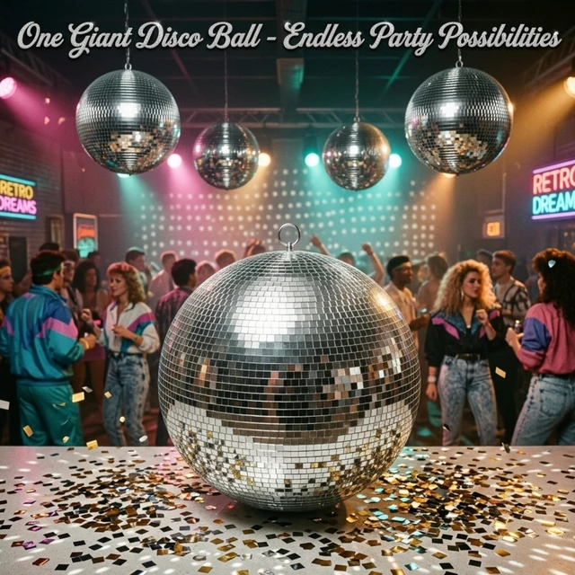 Alt view image 3 of 7 - Yescom 24 Inch Silver Large Disco Mirror Ball Big Hanging for 70s 80s Party Wedding Bachelorette Groovy Photo Booth Retro Glam Party Nightclub DJ Stage Decorations