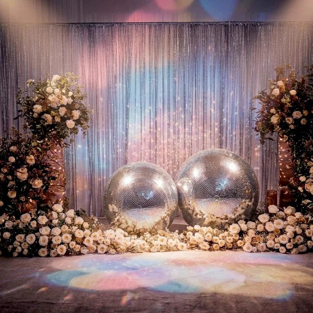 Alt view image 7 of 7 - Yescom 24 Inch Silver Large Disco Mirror Ball Big Hanging for 70s 80s Party Wedding Bachelorette Groovy Photo Booth Retro Glam Party Nightclub DJ Stage Decorations