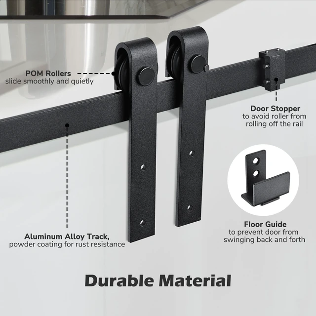 Alt view image 4 of 7 - Aquaterior 5 FT Mini Sliding Single Barn Door Hardware Kit Cabinet TV Stand