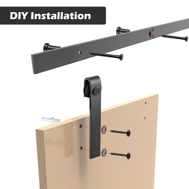 Alt view image 5 of 7 - Aquaterior 5 FT Mini Sliding Single Barn Door Hardware Kit Cabinet TV Stand