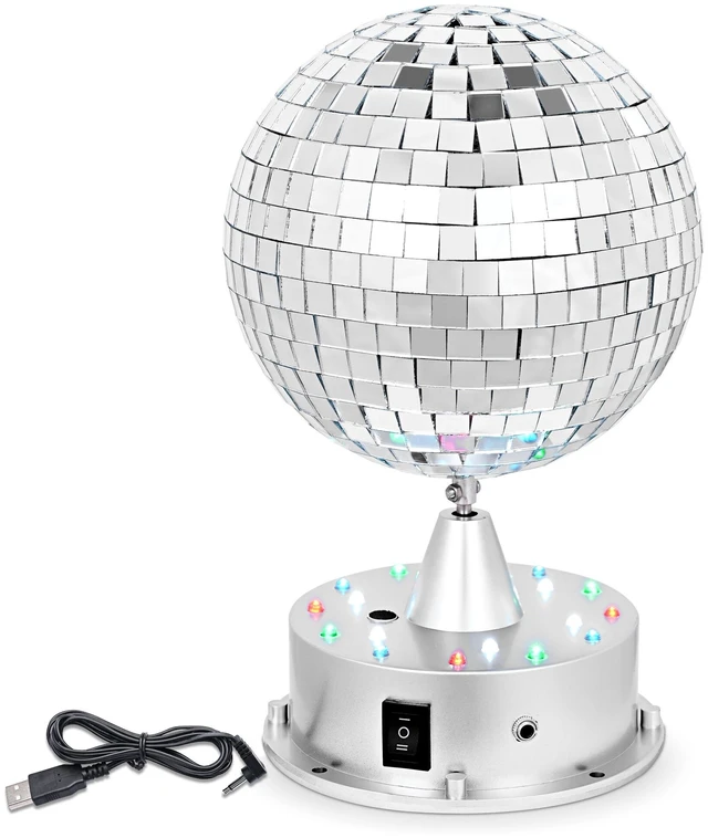 Main image of 6" Mirror Disco Ball w/ Base Rotating Motor Stage Lighting RGB DJ Party Club