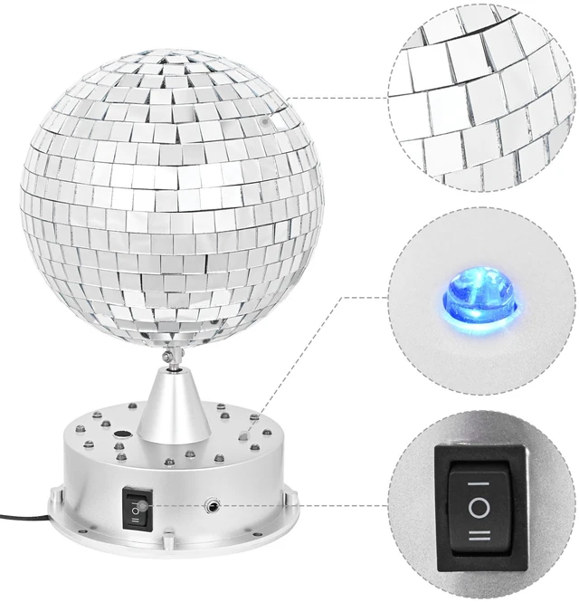 Alt view image 2 of 7 - 6" Mirror Disco Ball w/ Base Rotating Motor Stage Lighting RGB DJ Party Club