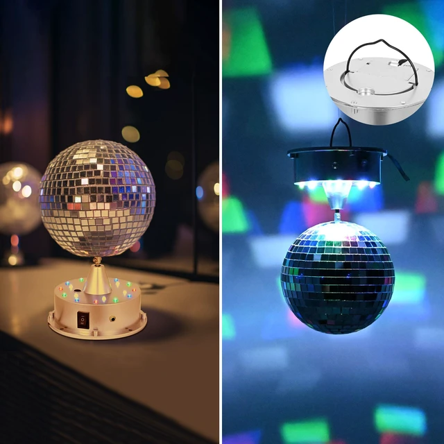 Alt view image 5 of 7 - 6" Mirror Disco Ball w/ Base Rotating Motor Stage Lighting RGB DJ Party Club