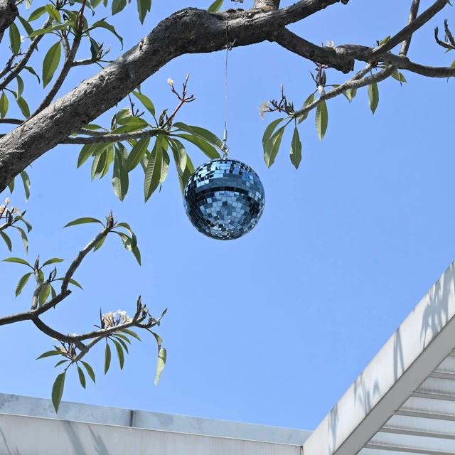 Alt view image 3 of 7 - Yescom 8 Pcs 7 Inch Blue Disco Ball Hanging Mirror Balls for Winter Party