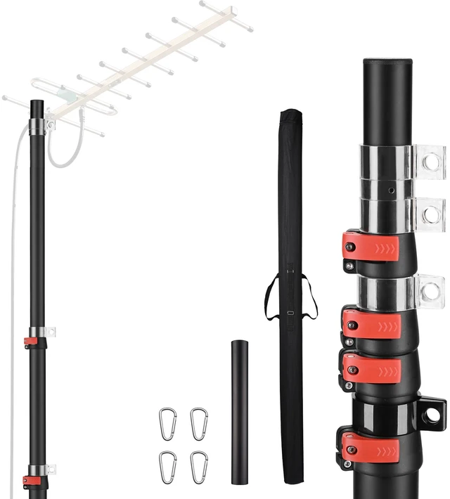 Main image of Yescom EZ GO 25ft Telescoping Antenna Mast Pole for Starlink Gen 3/Mini/V5, Cell Booster, Wi-Fi Ham Radio, Aluminum TV Antenna Mount with Bag, 1.5" Top OD, Black