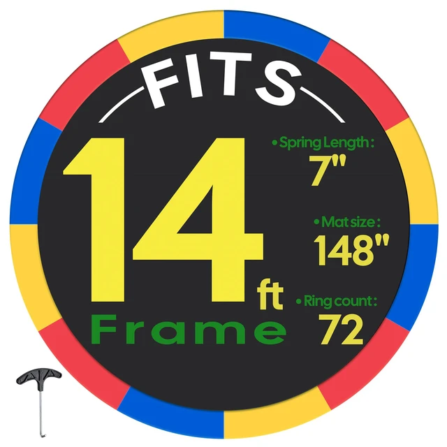 Alt view image 2 of 7 - Yescom Trampoline Mat & Pad Replacement Kit with 72V-Ring Fits 14 ft Trampoline Frame