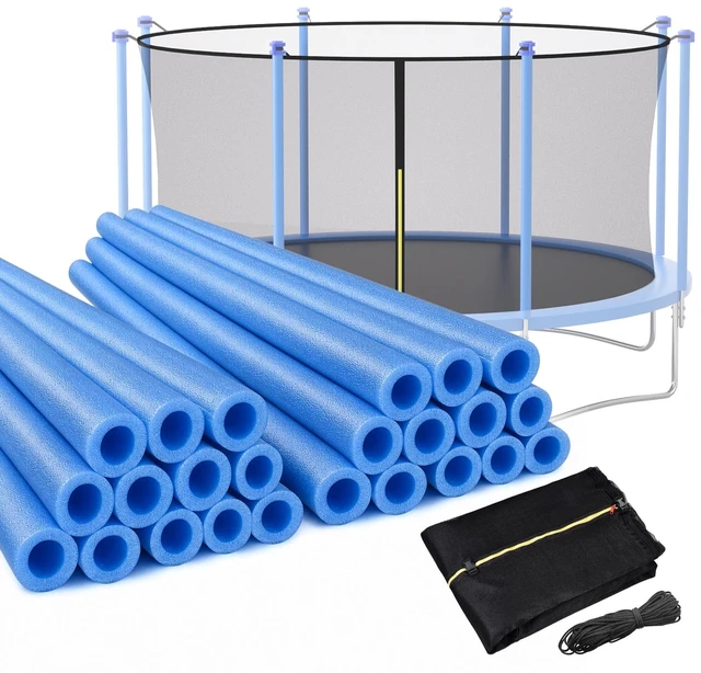 Main image of Yescom Trampoline Pole Foam Sleeves & Trampoline Net Kit, 24 Pcs 1.26" Inner Outdoor PVC Trampoline Pole Covers & 15 FT Universal Trampoline Net