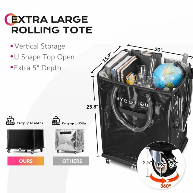 Alt view image 2 of 7 - Byootique 28'' Large Teacher Tote Bag 145L U Shape Top Open Wipe to Clean