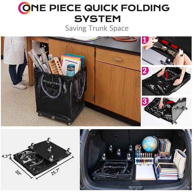 Alt view image 5 of 7 - Byootique 28'' Large Teacher Tote Bag 145L U Shape Top Open Wipe to Clean