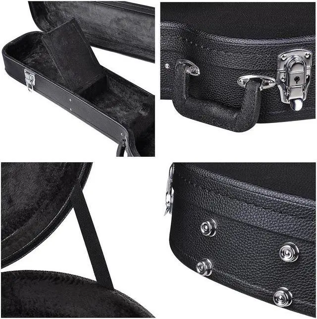 Alt view image 5 of 12 - Electric Guitar Hard Case for LP Les Paul Style Electric Guitar Wooden Hard Shell Lockable Black