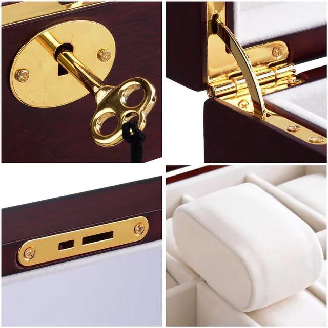 Alt view image 4 of 4 - New Delux 20 Walnut Wood Watch Display Case Glass Top Jewelry Coin Collector Box