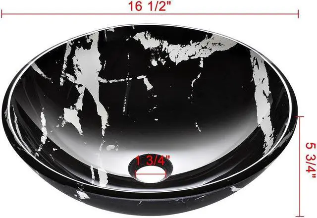 Alt view image 4 of 7 - Tempered Glass Round Vessel Sink Artistic Marbling Pattern Above Counter Bathroom Vanity Bowl Basin