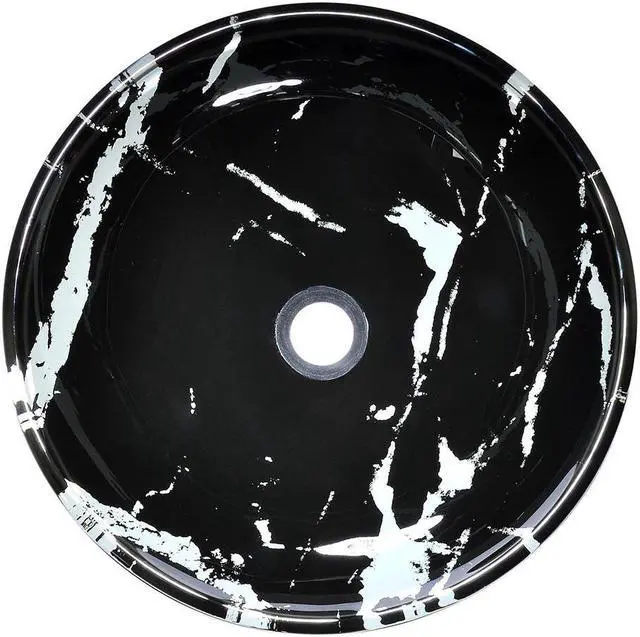 Alt view image 5 of 7 - Tempered Glass Round Vessel Sink Artistic Marbling Pattern Above Counter Bathroom Vanity Bowl Basin