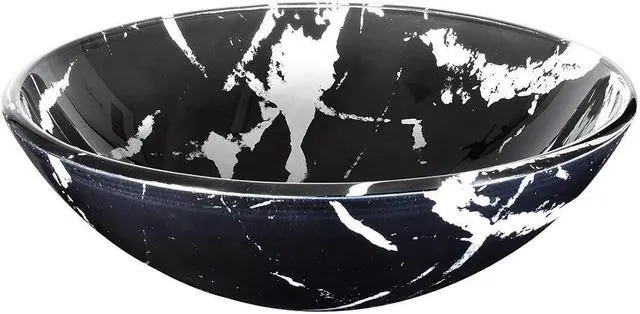 Alt view image 6 of 7 - Tempered Glass Round Vessel Sink Artistic Marbling Pattern Above Counter Bathroom Vanity Bowl Basin