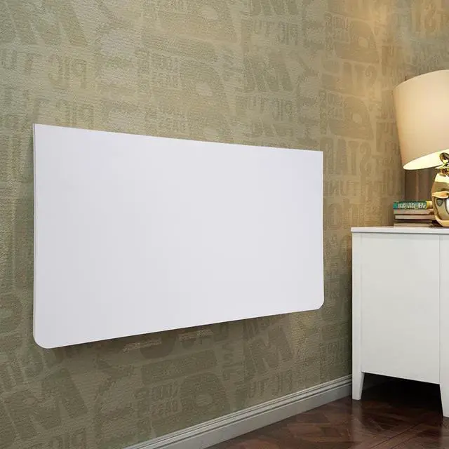 Alt view image 3 of 10 - Wall Mounted Floating Folding Computer Desk 23 5/8" x 15 3/4" 66lbs Weight Capacity PC Table White