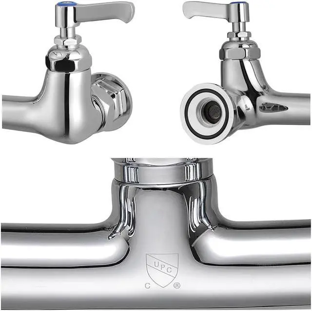 Alt view image 5 of 13 - Aquaterior® Chrome Commercial Kitchen Restaurant 8" Center Splashmount Pre-Rinse Faucet CUPC NSF