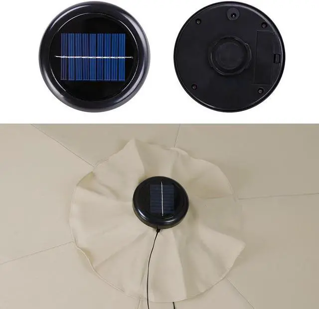 Alt view image 5 of 7 - 40 LED Solar Powered String Light Cool White for 8-Rib 8ft 9ft Outdoor Garden Patio Wooden Umbrella