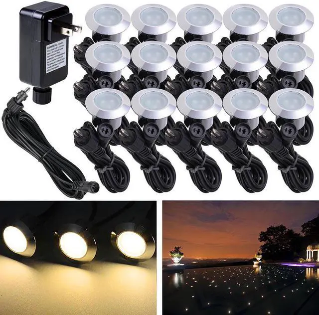 Alt view image 2 of 7 - 15pcs LED Deck Light Garden Mall Stair Yard Landscape Warm White Lamp Waterproof