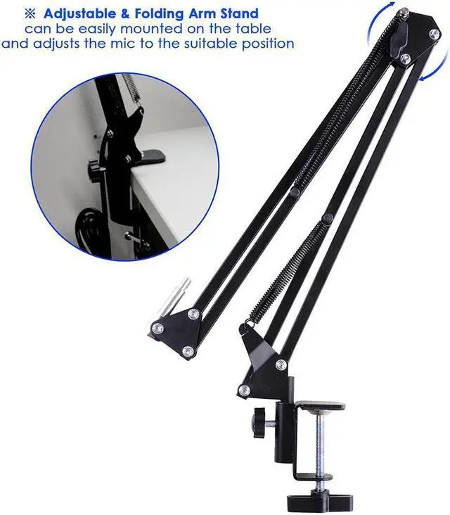 Alt view image 5 of 8 - Pro Condenser Microphone w/ Shock Mount Arm Stand Pop Filter For Recording Studio Stage