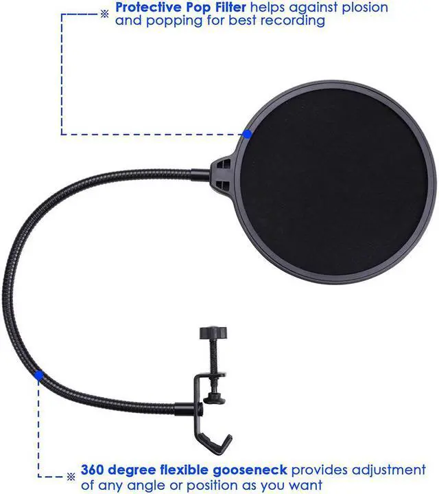 Alt view image 6 of 8 - Pro Condenser Microphone w/ Shock Mount Arm Stand Pop Filter For Recording Studio Stage