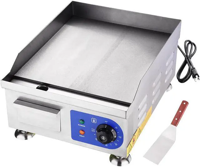 Alt view image 2 of 14 - 1800W 14" Electric Countertop Griddle Flat Top Commercial Restaurant BBQ Grill