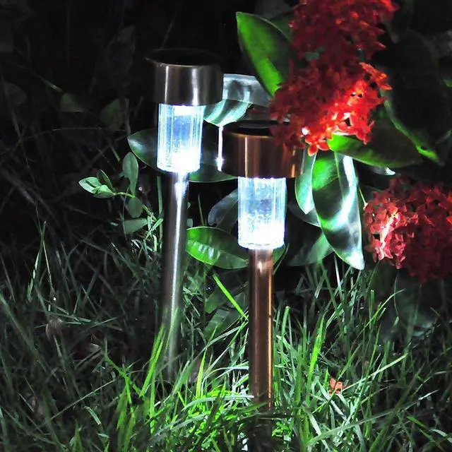 Alt view image 3 of 7 - 24 White Stainless Steel LED Solar Path Light Lamp Landscape Lawn Outdoor Garden
