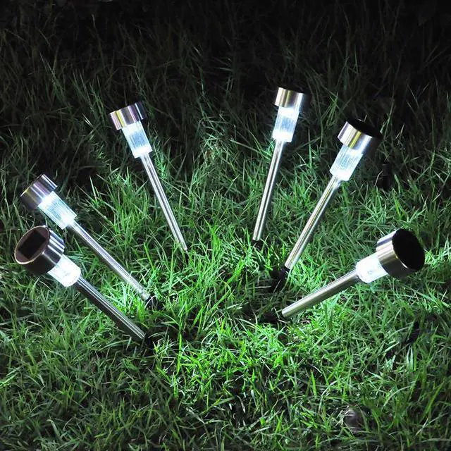 Alt view image 4 of 7 - 24 White Stainless Steel LED Solar Path Light Lamp Landscape Lawn Outdoor Garden