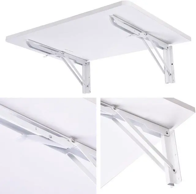 Alt view image 4 of 10 - Wall Mounted Floating Folding Computer Desk 23 5/8" x 15 3/4" 66lbs Weight Capacity PC Table White