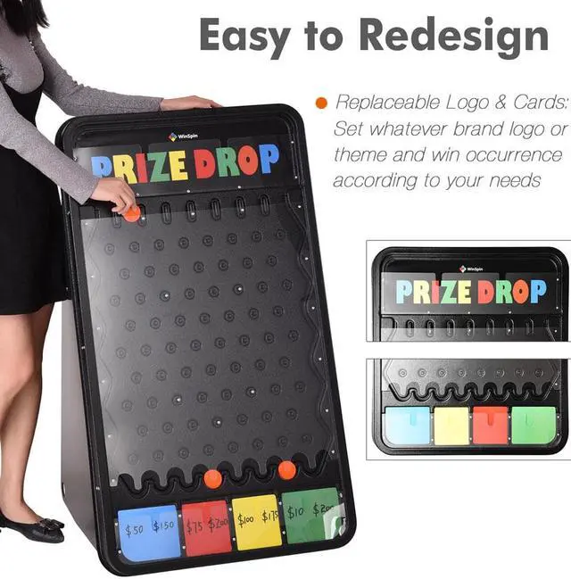 Alt view image 3 of 7 - WinSpin 41x25" Large Prize Drop Board Game Customizable Slots with 12 Pucks Carnival Party