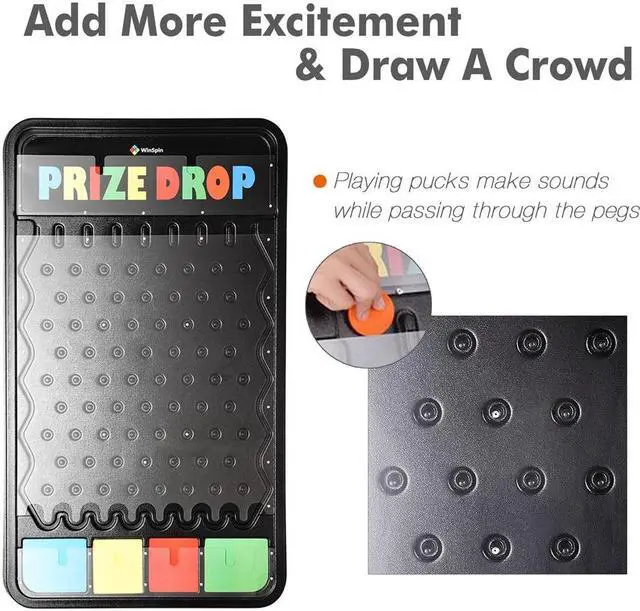 Alt view image 4 of 7 - WinSpin 41x25" Large Prize Drop Board Game Customizable Slots with 12 Pucks Carnival Party