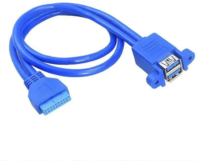 Alt view image 4 of 6 - 19 / 20 Pin female USB header to Dual USB 3.0 Tyep A Female Cable Double deck USB3.0 Splitter Cable panel screws holes