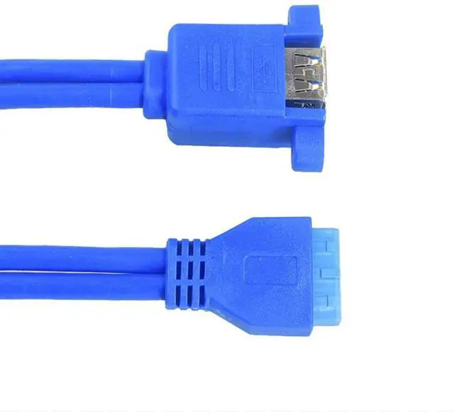 Alt view image 5 of 6 - 19 / 20 Pin female USB header to Dual USB 3.0 Tyep A Female Cable Double deck USB3.0 Splitter Cable panel screws holes