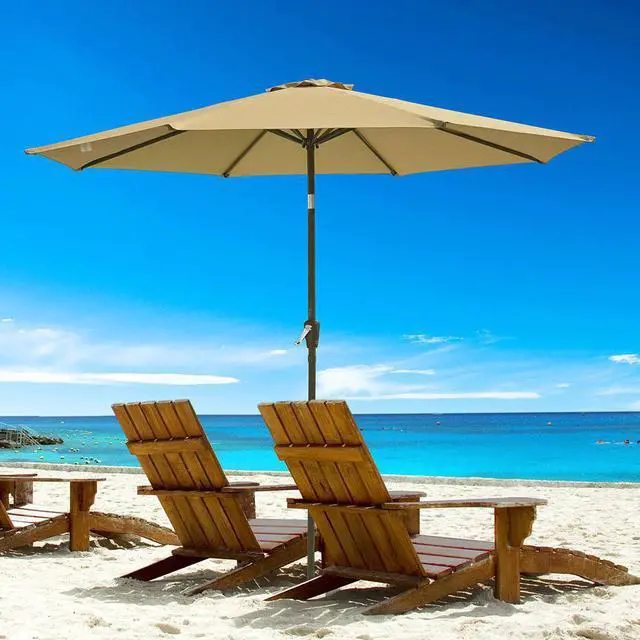 Alt view image 3 of 7 - 9ft UV50+ Fade Resistant New OLEFIN Outdoor Patio Umbrella 8 Rib Crank Tilt Beach Market Table Water Repellent