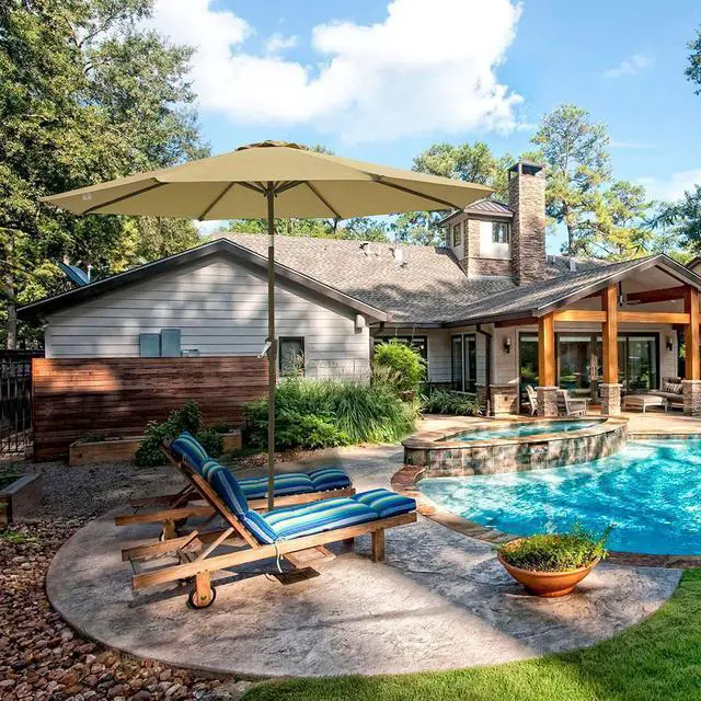 Alt view image 2 of 7 - 9ft UV50+ Fade Resistant New OLEFIN Outdoor Patio Umbrella 8 Rib Crank Tilt Beach Market Table Water Repellent