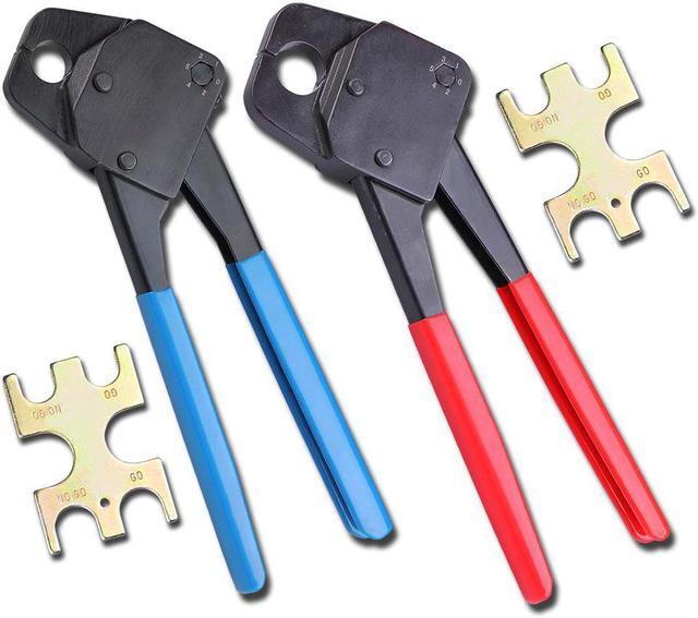Main image of Yescom 1/2" and 3/4" Pex Crimping Tool Kit Crimpers with Go/no Go Gauge for Copper Ring Plumping Crimps