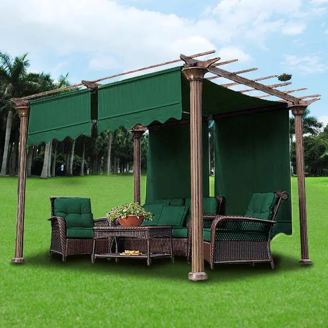 Alt view image 2 of 7 - 2 Pcs 15.5x4 Ft Canopy Cover Replacement with Valance for Pergola Structure Green