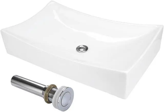 Alt view image 3 of 12 - Aquaterior® 2 Pack Rectangle Porcelain Above Counter Vessel Sink Basin with Chrome Pop up Drain