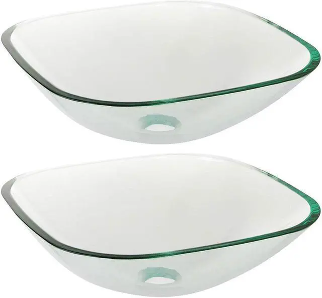 Main image of Aquaterior® 2 Pack Square Tempered Glass Above Counter Vessel Bowl Vanity Sink Bathroom Wash Basin