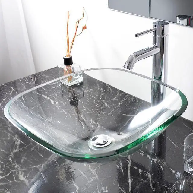 Alt view image 3 of 12 - Aquaterior® 2 Pack Square Tempered Glass Above Counter Vessel Bowl Vanity Sink Bathroom Wash Basin