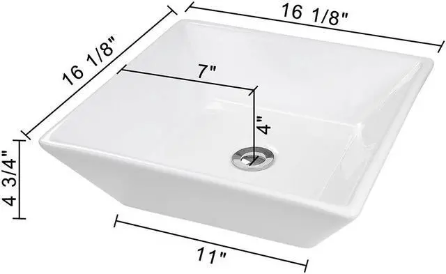 Alt view image 6 of 12 - Aquaterior® 2 Pcs Square Porcelain Above Counter Sink Bathroom Ceramic Vessel Basin Pop up Drain