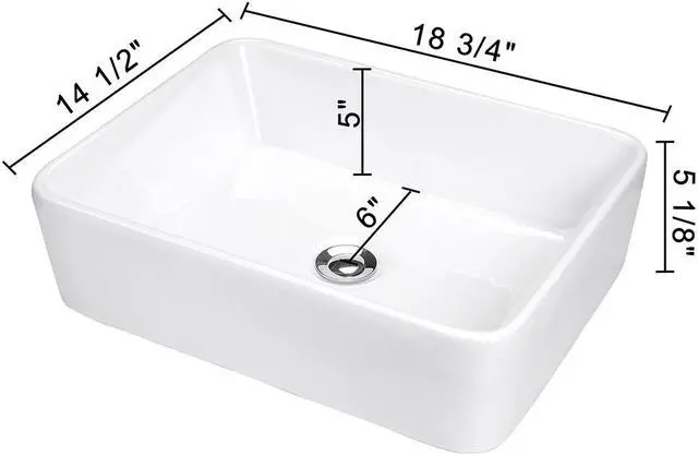Alt view image 6 of 12 - Aquaterior® 2 Pcs Rectangle Porcelain Above Counter Vessel Vanity Sink Ceramic Wash Basin with Drain