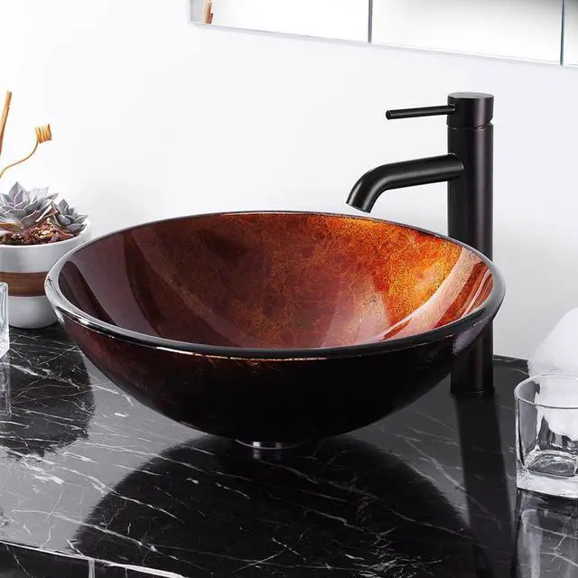 Alt view image 2 of 7 - Aquaterior® 2 Pack Round Tempered Glass Above Counter Vessel Bowl Vanity Sink Bathroom Hotel Basin