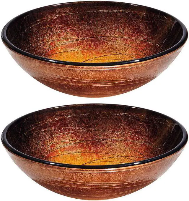 Main image of Aquaterior® 2 Pack Round Tempered Glass Above Counter Vessel Bowl Vanity Sink Bathroom Wash Basin