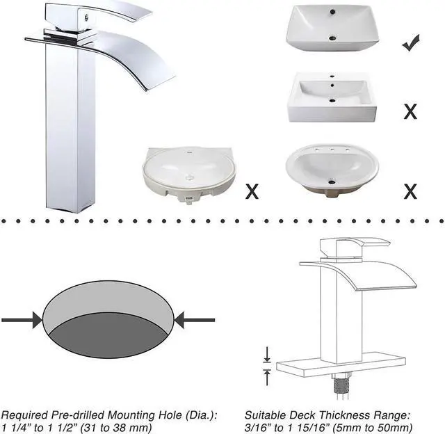 Alt view image 6 of 7 - Aquaterior® Modern 1 Hole Bathroom Faucet Vanity Sink Basin 1 Handle DIY Installation Kitchen CHR