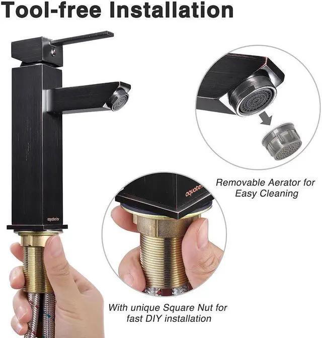 Alt view image 3 of 7 - Aquaterior® Modern 1 Hole Bathroom Faucet Vanity Sink Basin 1 Handle DIY Installation Home ORB