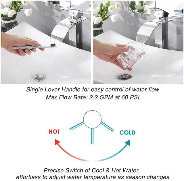 Alt view image 5 of 7 - Aquaterior® Modern 1 Hole Bathroom Faucet Vanity Sink Basin 1 Handle DIY Installation Kitchen CHR